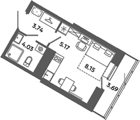 Планировка — Загляденье, Студия, 21 м²