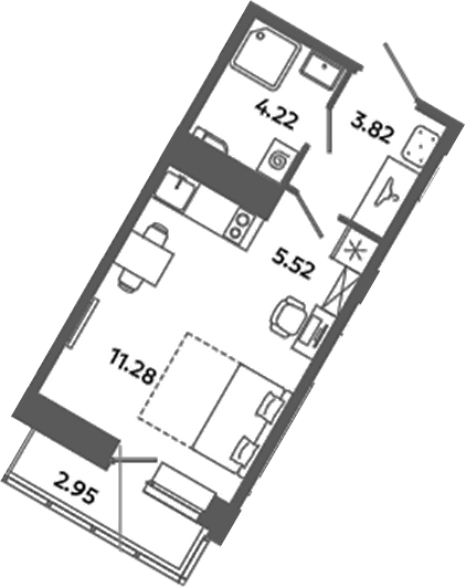Планировка — Загляденье, Студия, 25 м²