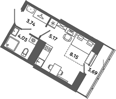 Планировка — Загляденье, Студия, 21 м²