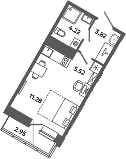 Планировка — Загляденье, Студия, 25 м²