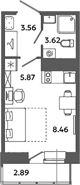 Планировка — Загляденье, Студия, 22 м²
