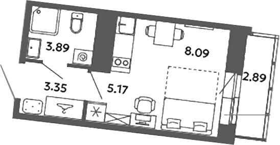 Планировка — Загляденье, Студия, 21 м²
