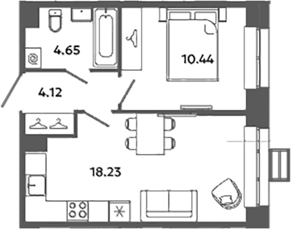 Планировка — Загляденье, 2-комн., 37 м²