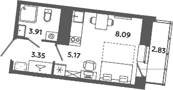 Планировка — Загляденье, Студия, 21 м²