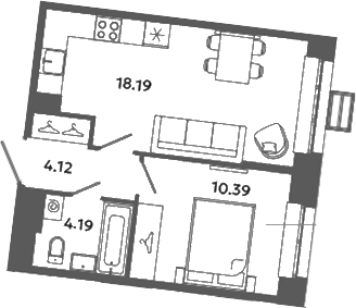 Планировка — Загляденье, 2-комн., 37 м²