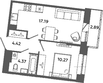 Планировка — Загляденье, 2-комн., 36 м²
