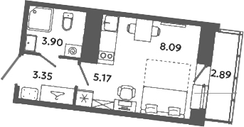 Планировка — Загляденье, Студия, 21 м²