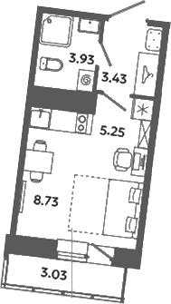Планировка — Загляденье, Студия, 21 м²