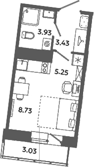 Планировка — Загляденье, Студия, 21 м²