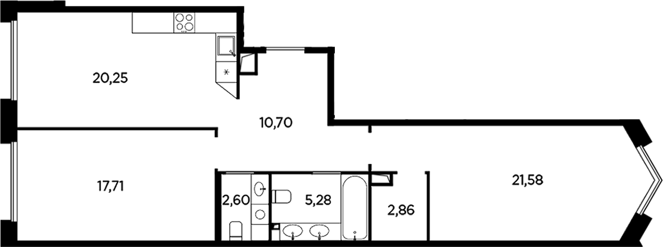 Планировка — Акватория, 3-комн., 81 м²