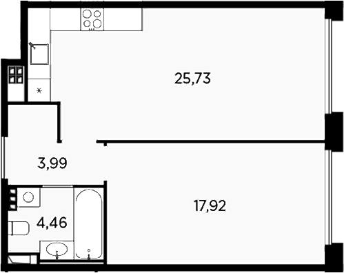 Планировка — Акватория, 2-комн., 52 м²