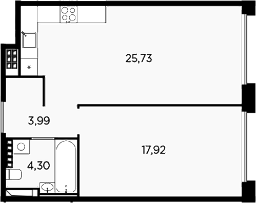 Планировка — Акватория, 2-комн., 52 м²