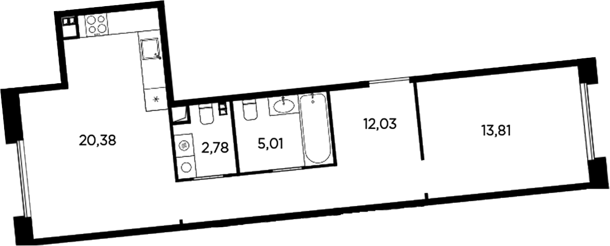 Планировка — Акватория, 2-комн., 54 м²