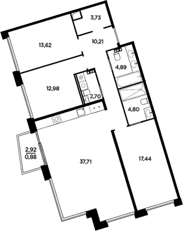 Планировка — Акватория, 4-комн., 108 м²