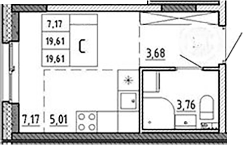 Планировка — Аннино Сити, Студия, 20 м²
