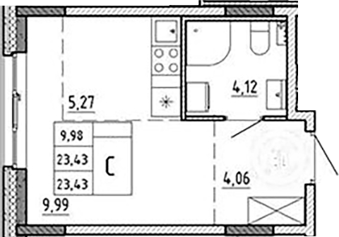 Планировка — Аннино Сити, Студия, 23 м²