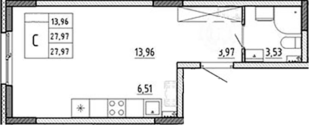 Планировка — Аннино Сити, Студия, 28 м²