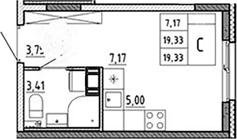 Планировка — Аннино Сити, Студия, 19 м²