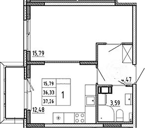 Планировка — Аннино Сити, 1-комн., 36 м²