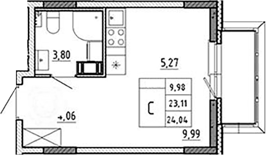 Планировка — Аннино Сити, Студия, 23 м²
