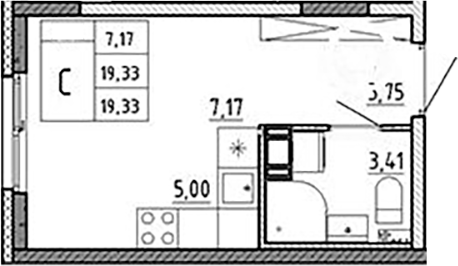 Планировка — Аннино Сити, Студия, 19 м²