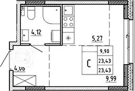 Планировка — Аннино Сити, Студия, 23 м²