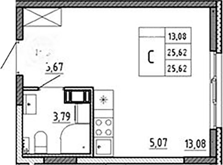 Планировка — Аннино Сити, Студия, 26 м²