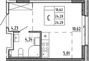 Планировка — Аннино Сити, Студия, 24 м²