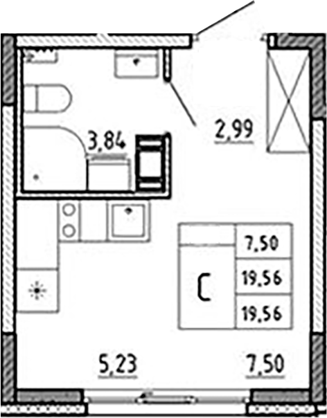 Планировка — Аннино Сити, Студия, 20 м²