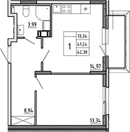 Планировка — Аннино Сити, 1-комн., 41 м²