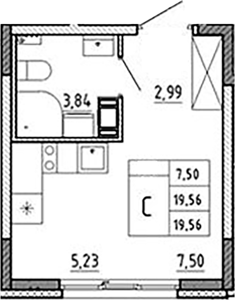 Планировка — Аннино Сити, Студия, 20 м²