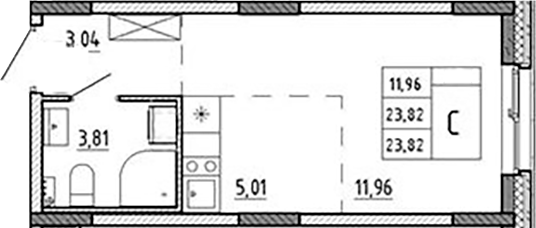 Планировка — Аннино Сити, Студия, 24 м²