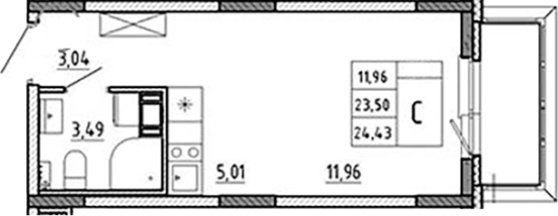 Планировка — Аннино Сити, Студия, 24 м²
