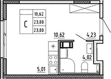 Планировка — Аннино Сити, Студия, 24 м²