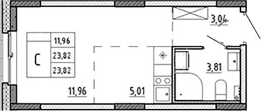 Планировка — Аннино Сити, Студия, 24 м²