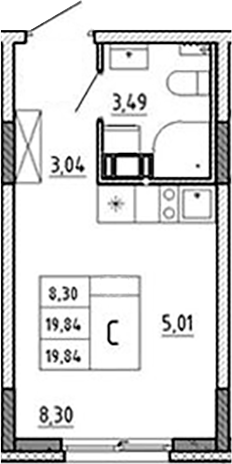 Планировка — Аннино Сити, Студия, 20 м²