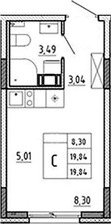 Планировка — Аннино Сити, Студия, 20 м²