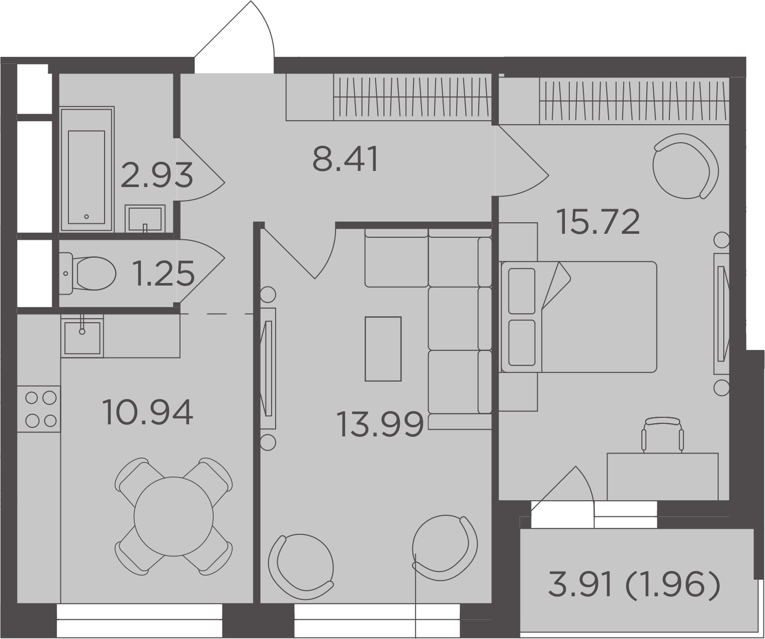 Планировка — Одинград, квартал Семейный, 2-комн., 53 м²