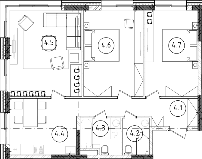 Планировка — Зорге, 9, 3-комн., 81 м²