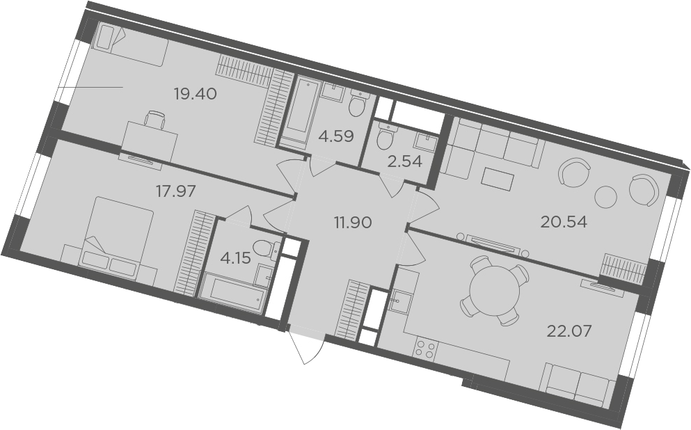 Планировка — Кутузов Град, 3-комн., 103 м²