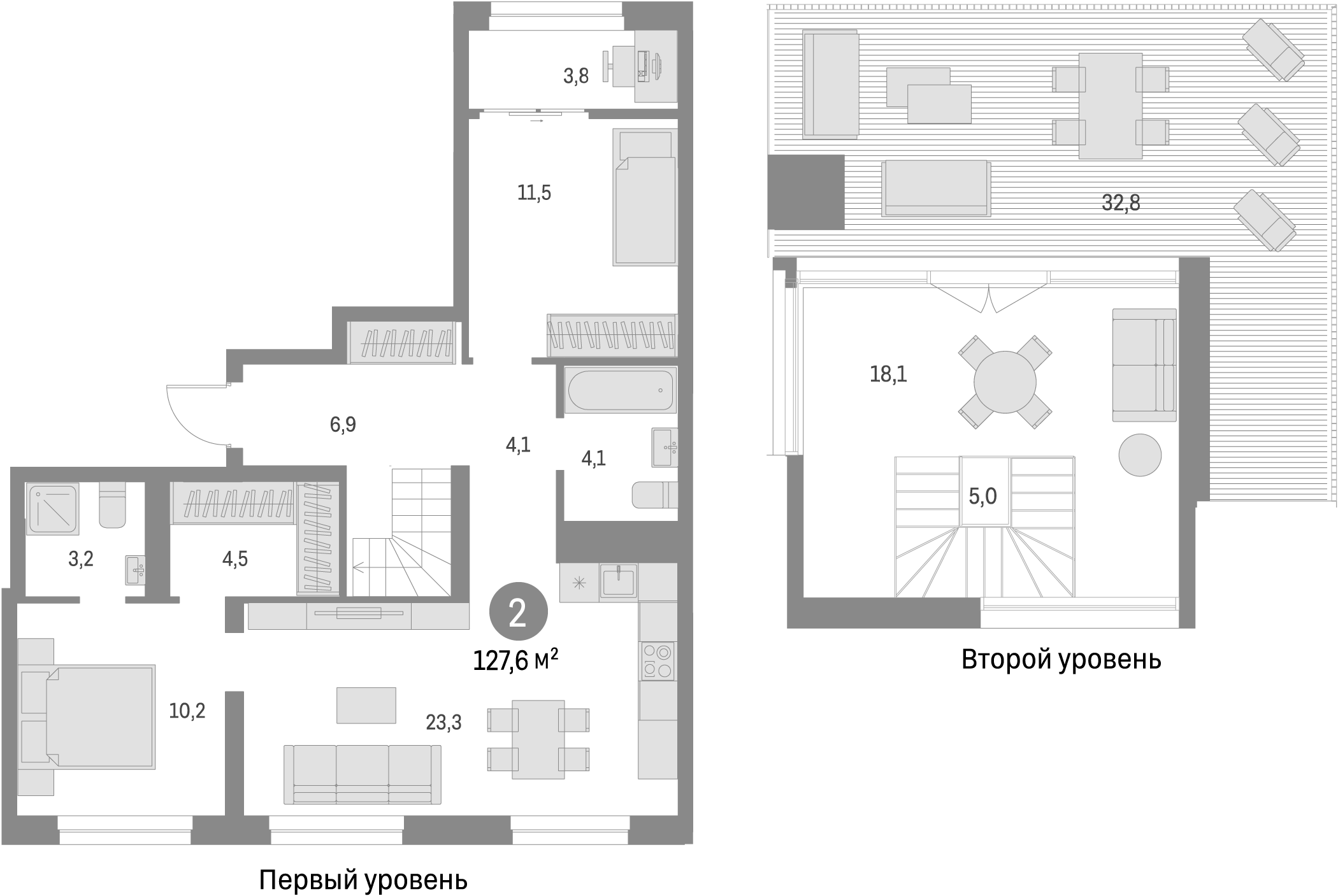 Планировка — Первый квартал, 2-комн., 91 м²