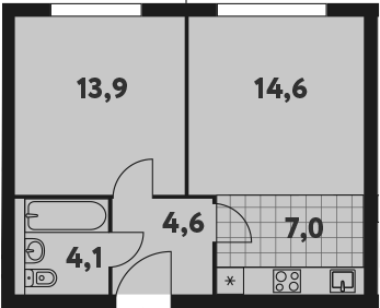Планировка — Фестиваль Парк 2, 2-комн., 45 м²