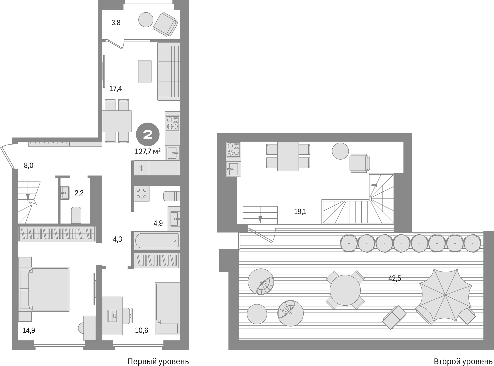 Планировка — Первый квартал, 2-комн., 81 м²