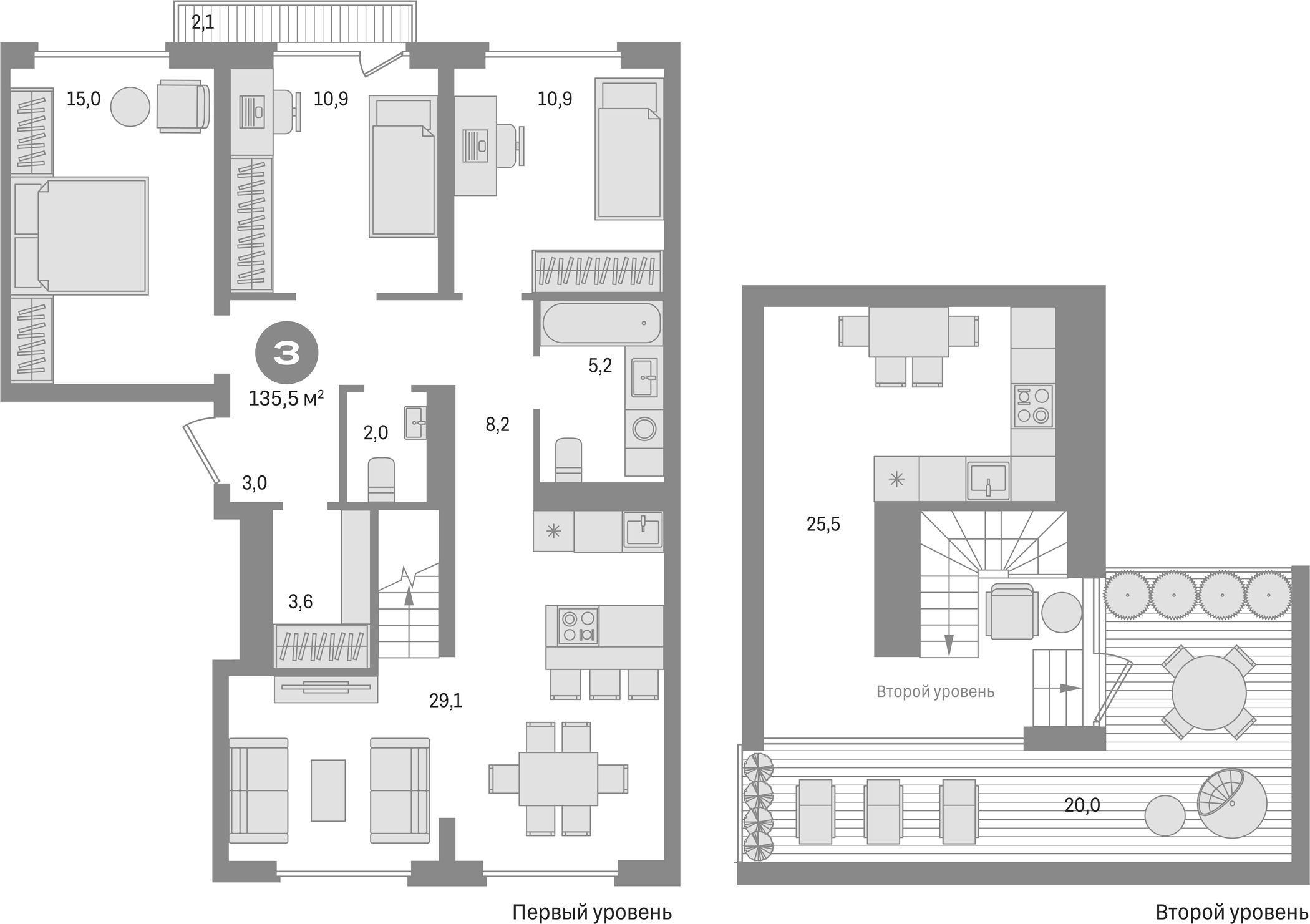 Планировка — Первый квартал, 3-комн., 113 м²