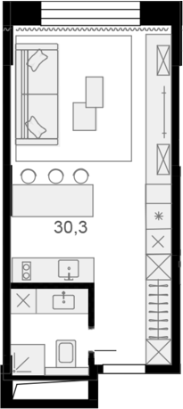 Планировка — Резиденции архитекторов, 1-комн., 30 м²