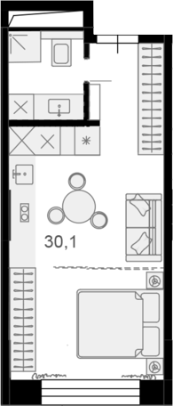 Планировка — Резиденции архитекторов, 1-комн., 29 м²