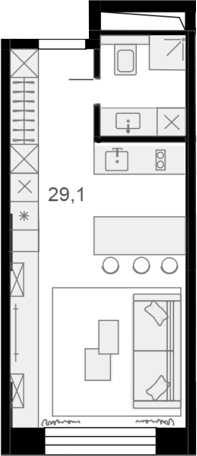 Планировка — Резиденции архитекторов, 1-комн., 29 м²