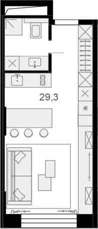Планировка — Резиденции архитекторов, 1-комн., 29 м²