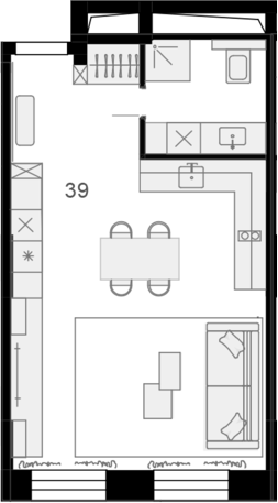 Планировка — Резиденции архитекторов, 1-комн., 39 м²