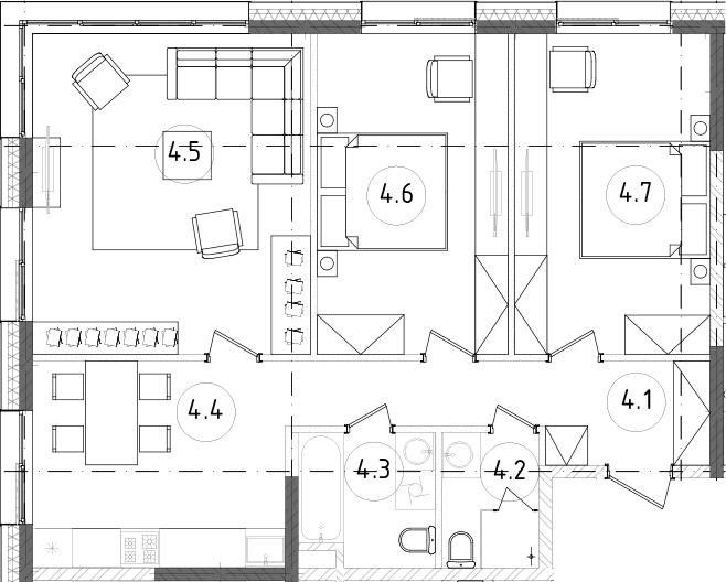 Планировка — Зорге, 9, 3-комн., 80 м²